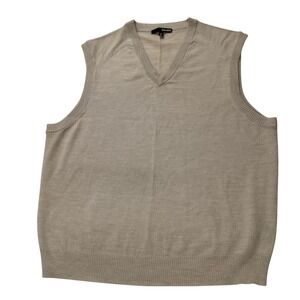 Murano Mens V‎ Neck Sweater Vest Tan Beige 100% Merino Wool XL